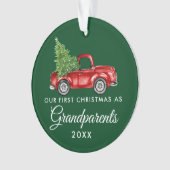 Eerste Kerstmis Grootouders  Truck Green Ornament (voorkant)