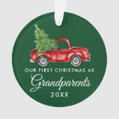 Eerste Kerstmis Grootouders Truck Green Ornament (voorkant)