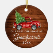 Eerste Kerstmis Grootouders Wood  Truck Keramisch Ornament (Voorkant)