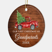 Eerste Kerstmis Grootouders Wood  Truck Keramisch Ornament (Links)