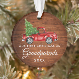 Eerste Kerstmis Grootouders Wood Truck Ornament