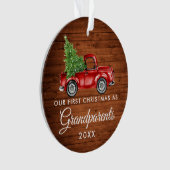 Eerste Kerstmis Grootouders Wood  Truck Ornament (voorkant)