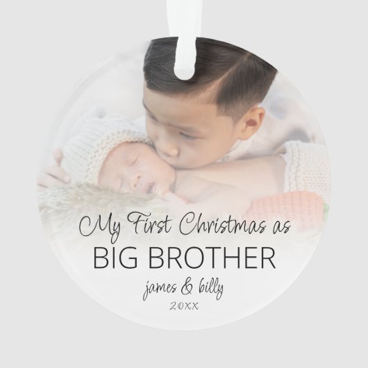 Eerste Kerstmis Grote Broeder Names Fotobedekking Ornament (achterkant)