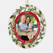 Eerste Kerstmis Grote Grootouders 2 Foto Holly Keramisch Ornament (Links)