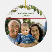 Eerste Kerstmis Grote Grootouders 2 Foto Holly Keramisch Ornament (Achterkant)