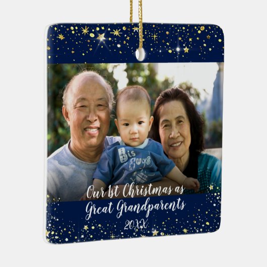 Eerste Kerstmis Grote Grootouders 2 Fotosterren Keramisch Ornament (Rechts)