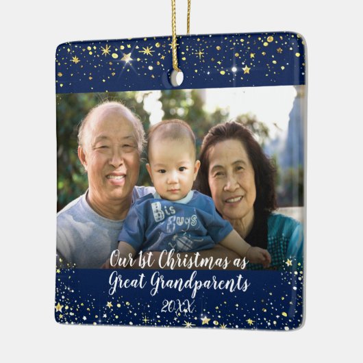 Eerste Kerstmis Grote Grootouders 2 Fotosterren Keramisch Ornament (Links)