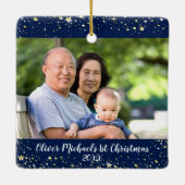 Eerste Kerstmis Grote Grootouders 2 Fotosterren Keramisch Ornament (Achterkant)