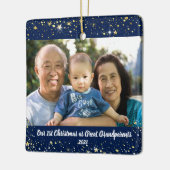 Eerste Kerstmis Grote Grootouders 2 Fotosterren Keramisch Ornament (Links)