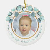 Eerste Kerstmis Grote Grootouders Eucalyptus Foto Keramisch Ornament (Voorkant)