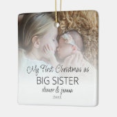 Eerste Kerstmis Grote zuster Fotooverlay Names Keramisch Ornament (Links)