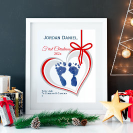 Eerste Kerstmis Handafdruk Art Sjabloon Poster