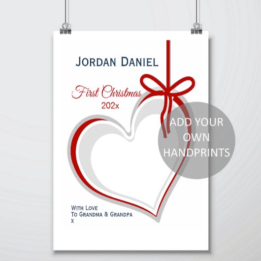 Eerste Kerstmis Handafdruk Art Sjabloon Poster