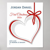 Eerste Kerstmis Handafdruk Art Sjabloon Poster (Voorkant)