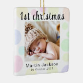 Eerste Kerstmis hier Foto Pasgeboren Schattigee Ba Keramisch Ornament (Rechts)