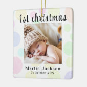 Eerste Kerstmis hier Foto Pasgeboren Schattigee Ba Keramisch Ornament (Links)