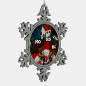 Eerste Kerstmis HoHo Santa Special Happy Holiday Tin Sneeuwvlok Ornament (Links)