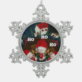 Eerste Kerstmis HoHo Santa Special Happy Holiday Tin Sneeuwvlok Ornament (Voorkant)