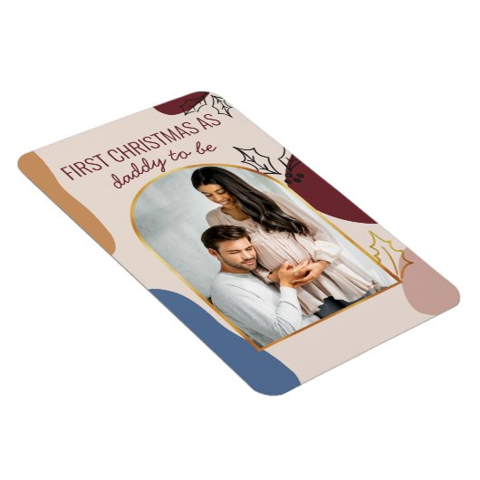 Eerste Kerstmis | Holly Shapes Arched Photo Magneet (Rechterzijde)