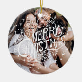 Eerste Kerstmis Hond Moderne Kalligrafie Huisdier  Keramisch Ornament (Voorkant)