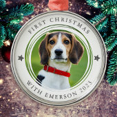 Eerste Kerstmis Huisdier Hond Foto Keepsake Metalen Ornament