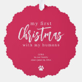 Eerste Kerstmis huisdier kat foto naam poot custom Ornament Kaart (Achterkant)