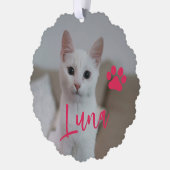 Eerste Kerstmis huisdier kat foto naam poot custom Ornament Kaart (Links)