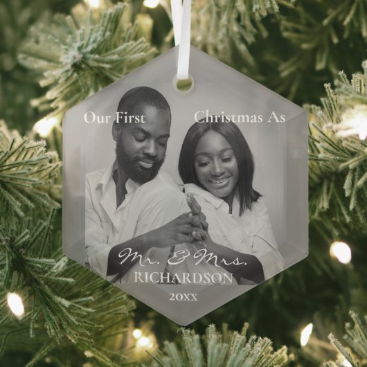 Eerste Kerstmis in Afrika als Mr & Mrs Foto Glas Ornament (Insitu)
