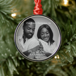 Eerste Kerstmis in Afrika als Mr & Mrs Foto Metalen Ornament