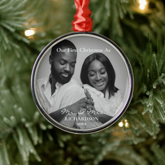 Eerste Kerstmis in Afrika als Mr & Mrs Foto Metalen Ornament (Boom)