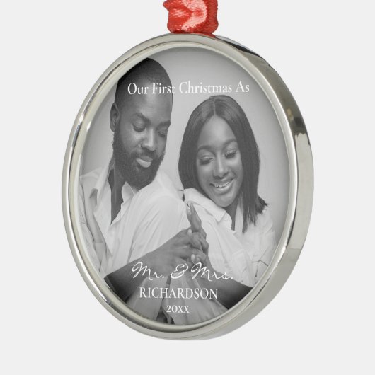 Eerste Kerstmis in Afrika als Mr & Mrs Foto Metalen Ornament (Links)