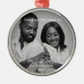 Eerste Kerstmis in Afrika als Mr & Mrs Foto Metalen Ornament (Voorkant)