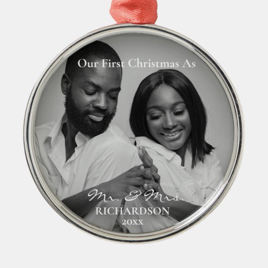 Eerste Kerstmis in Afrika als Mr & Mrs Foto Metalen Ornament (Voorkant)
