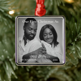 Eerste Kerstmis in Afrika als Mr & Mrs Foto Metalen Ornament