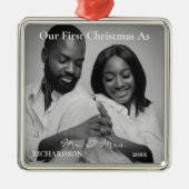Eerste Kerstmis in Afrika als Mr & Mrs Foto Metalen Ornament (Voorkant)