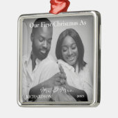Eerste Kerstmis in Afrika als Mr & Mrs Foto Metalen Ornament (Links)