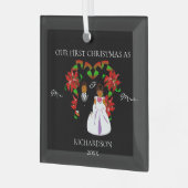 Eerste Kerstmis in Afrika als Mr & Mrs. Glas Ornament (Voorkant links)