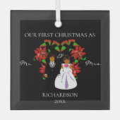 Eerste Kerstmis in Afrika als Mr & Mrs. Glas Ornament (Voorkant)