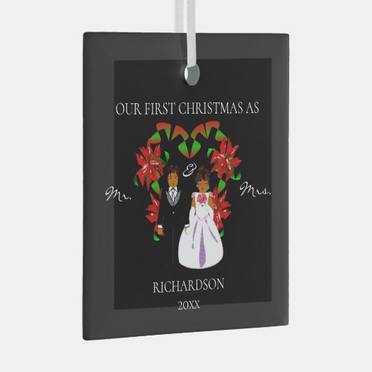Eerste Kerstmis in Afrika als Mr & Mrs. Glas Ornament (Voorkant Rechts)