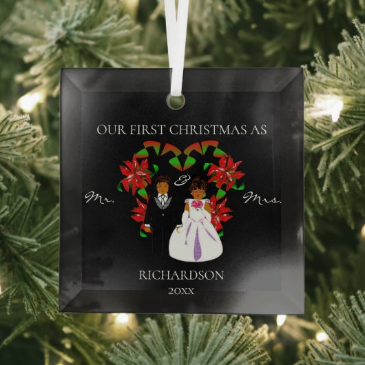 Eerste Kerstmis in Afrika als Mr & Mrs. Glas Ornament (Insitu)