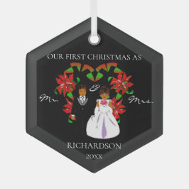 Eerste Kerstmis in Afrika als Mr & Mrs. Glas Ornament