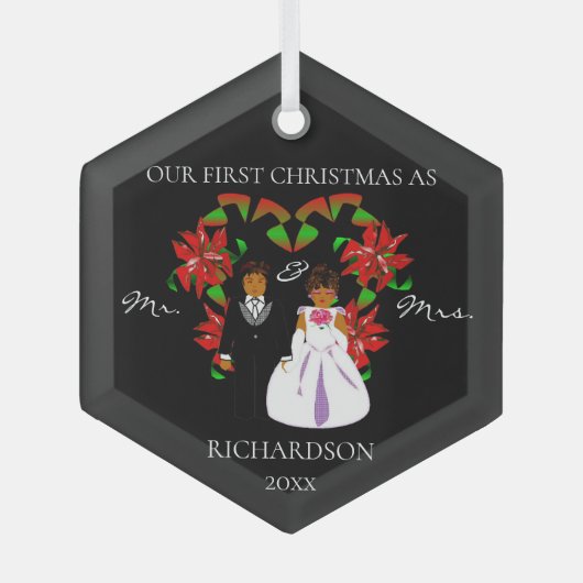 Eerste Kerstmis in Afrika als Mr & Mrs. Glas Ornament (Voorkant)
