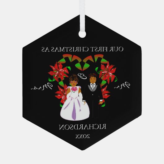 Eerste Kerstmis in Afrika als Mr & Mrs. Glas Ornament (Achterkant)