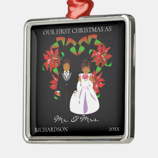 Eerste Kerstmis in Afrika als Mr & Mrs. Metalen Ornament (Links)