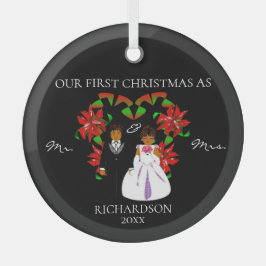 Eerste Kerstmis in Afrika als Mr & Mrs Round Glas Ornament
