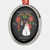Eerste Kerstmis in Afrika als Mr & Mrs Round Metalen Ornament (Links)