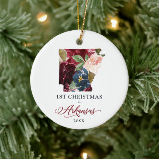 Eerste Kerstmis in Arkansas Persoonlijke AR State Keramisch Ornament