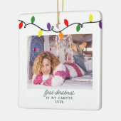 Eerste Kerstmis in camper RV kleurrijke lichten Keramisch Ornament (Links)