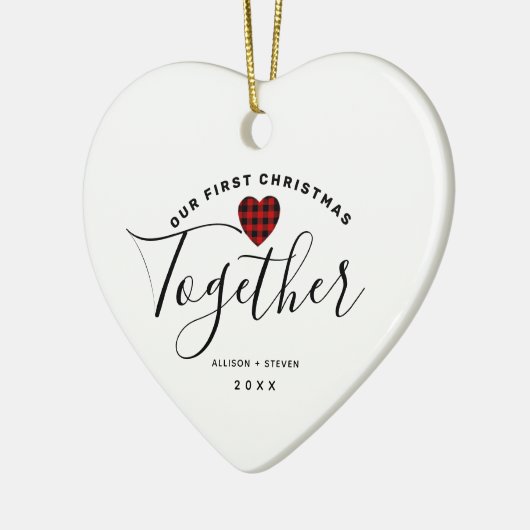 Eerste Kerstmis in combinatie Paars Gepersonalisee Keramisch Ornament (Links)