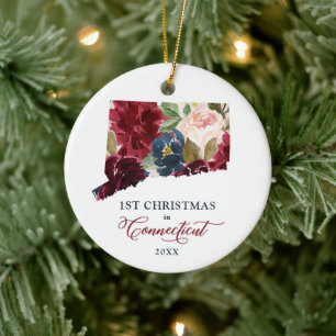 Eerste Kerstmis in Connecticut, gepersonaliseerde Keramisch Ornament